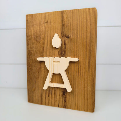 BBQ | Grill - Rustic Wooden Beam Sign