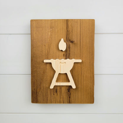 BBQ | Grill - Rustic Wooden Beam Sign