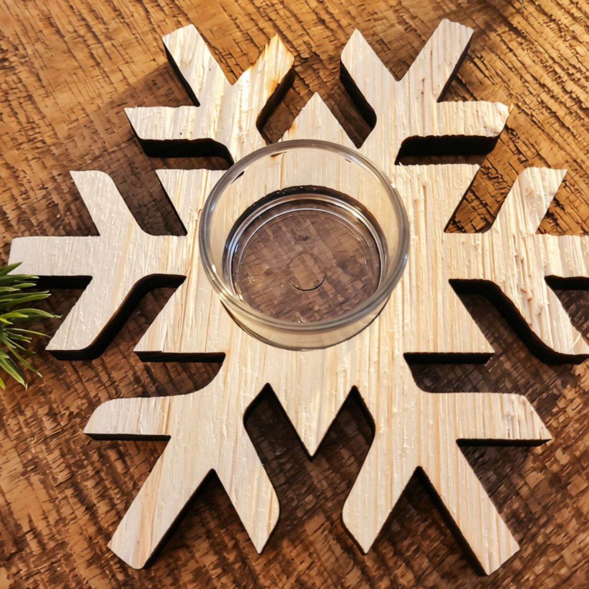 3er Set Teelichthalter Holz Weihnachten – Baum, Schneeflocke oder Stern