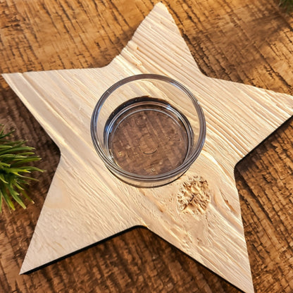3er Set Teelichthalter Holz Weihnachten – Baum, Schneeflocke oder Stern