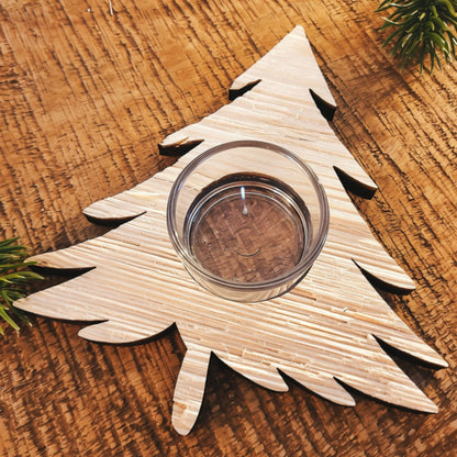 3er Set Teelichthalter Holz Weihnachten – Baum, Schneeflocke oder Stern